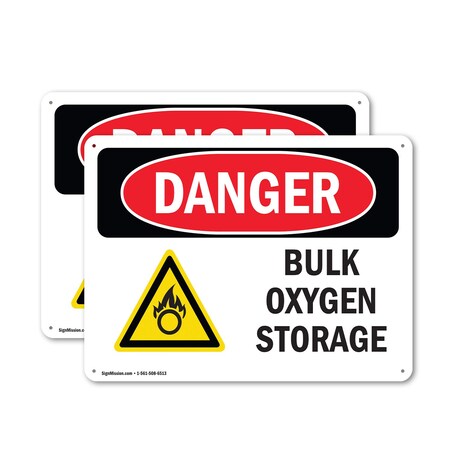 Signmission Bulk Oxygen Storage Danger Sign, Aluminum, 18in W x 12in L, 2PK OS-2PACK-DS-A-1218-L-1856